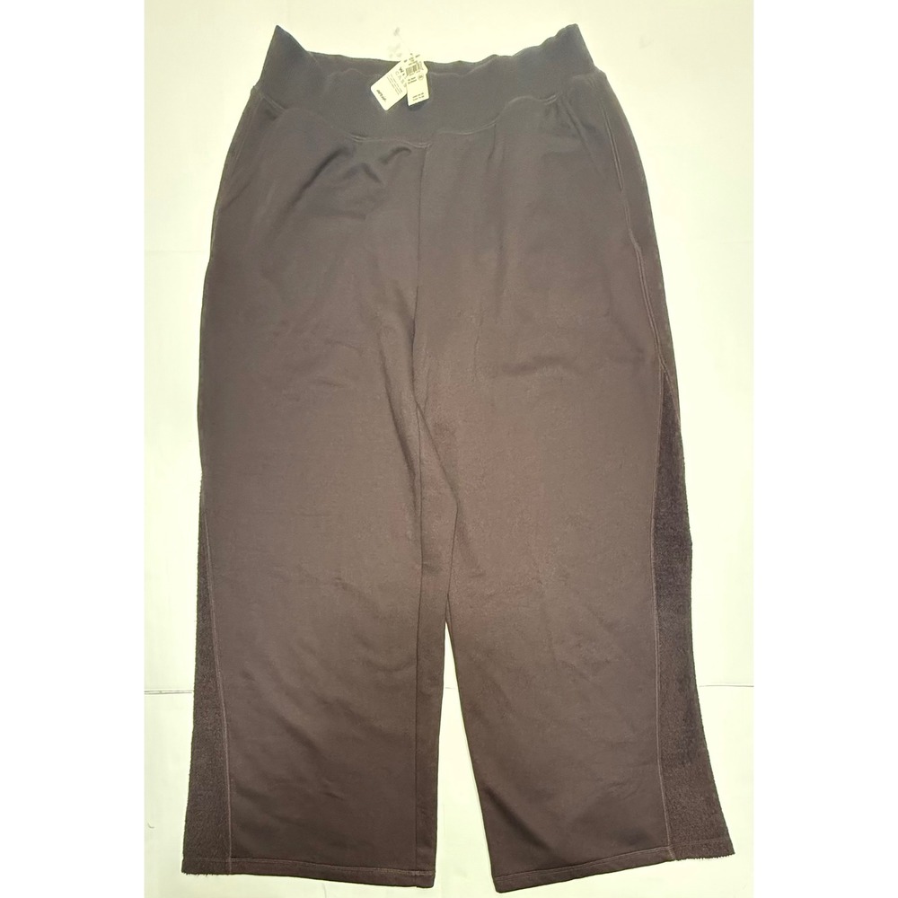Aerie‎ Real Good Womens Large Brown Wide Leg Sweatpants Fleece Side Panel NWT
